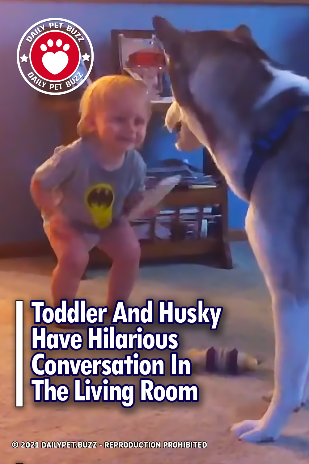 Toddler And Husky Have Hilarious Conversation In The Living Room