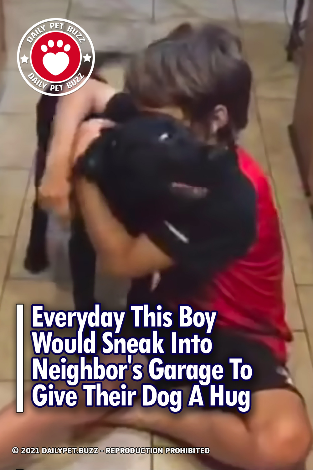 Everyday This Boy Would Sneak Into Neighbor\'s Garage To Give Their Dog A Hug