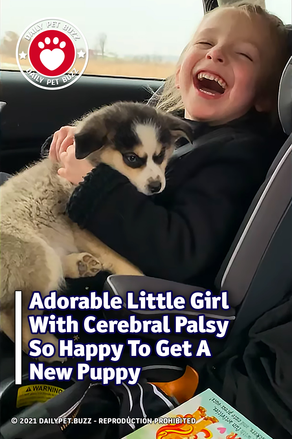 Adorable Little Girl With Cerebral Palsy So Happy To Get A New Puppy