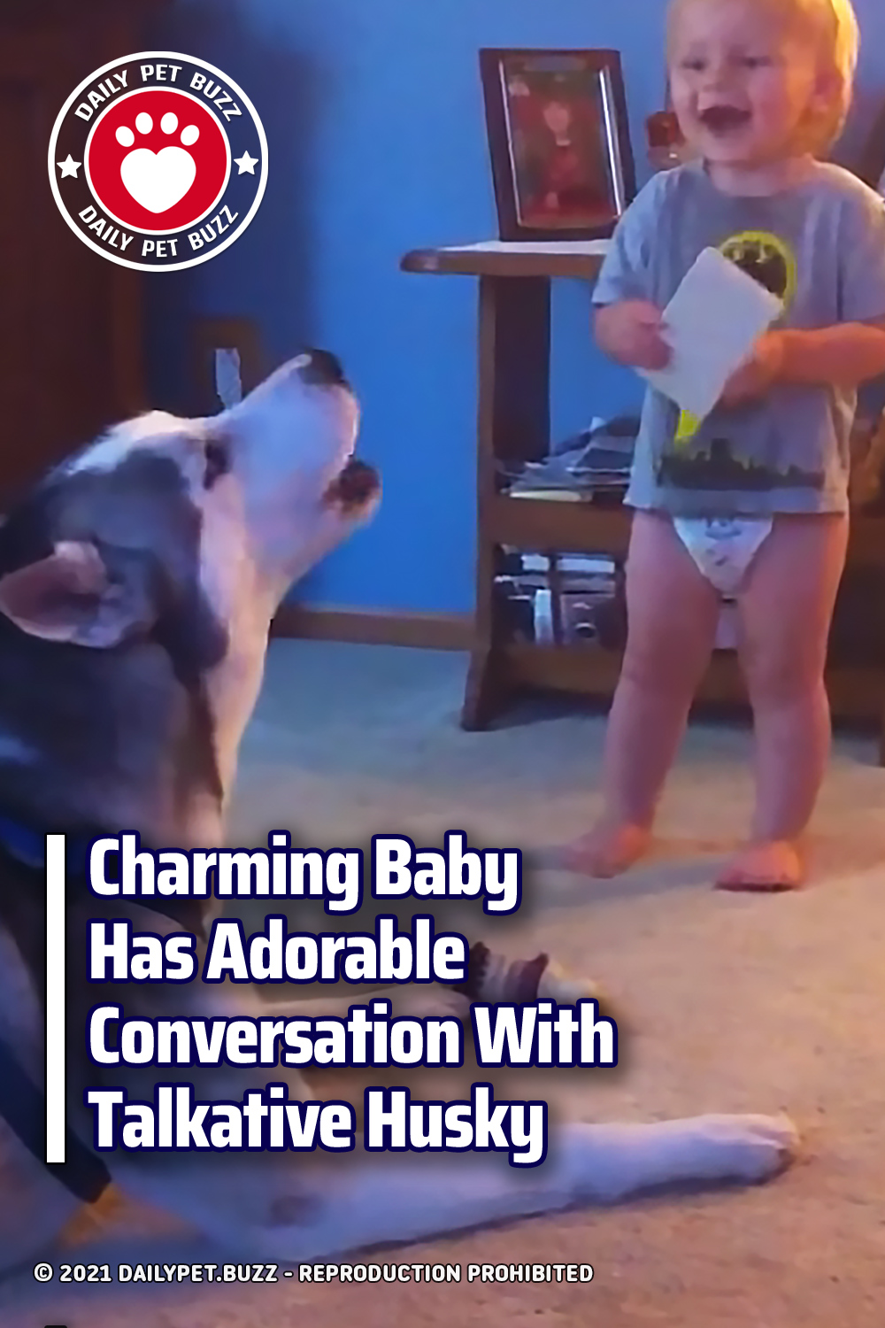 Charming Baby Has Adorable Conversation With Talkative Husky