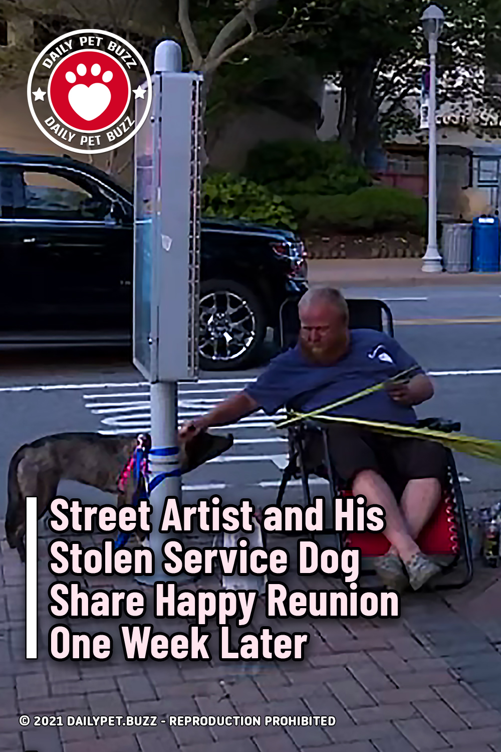 Street Artist and His Stolen Service Dog Share Happy Reunion One Week Later