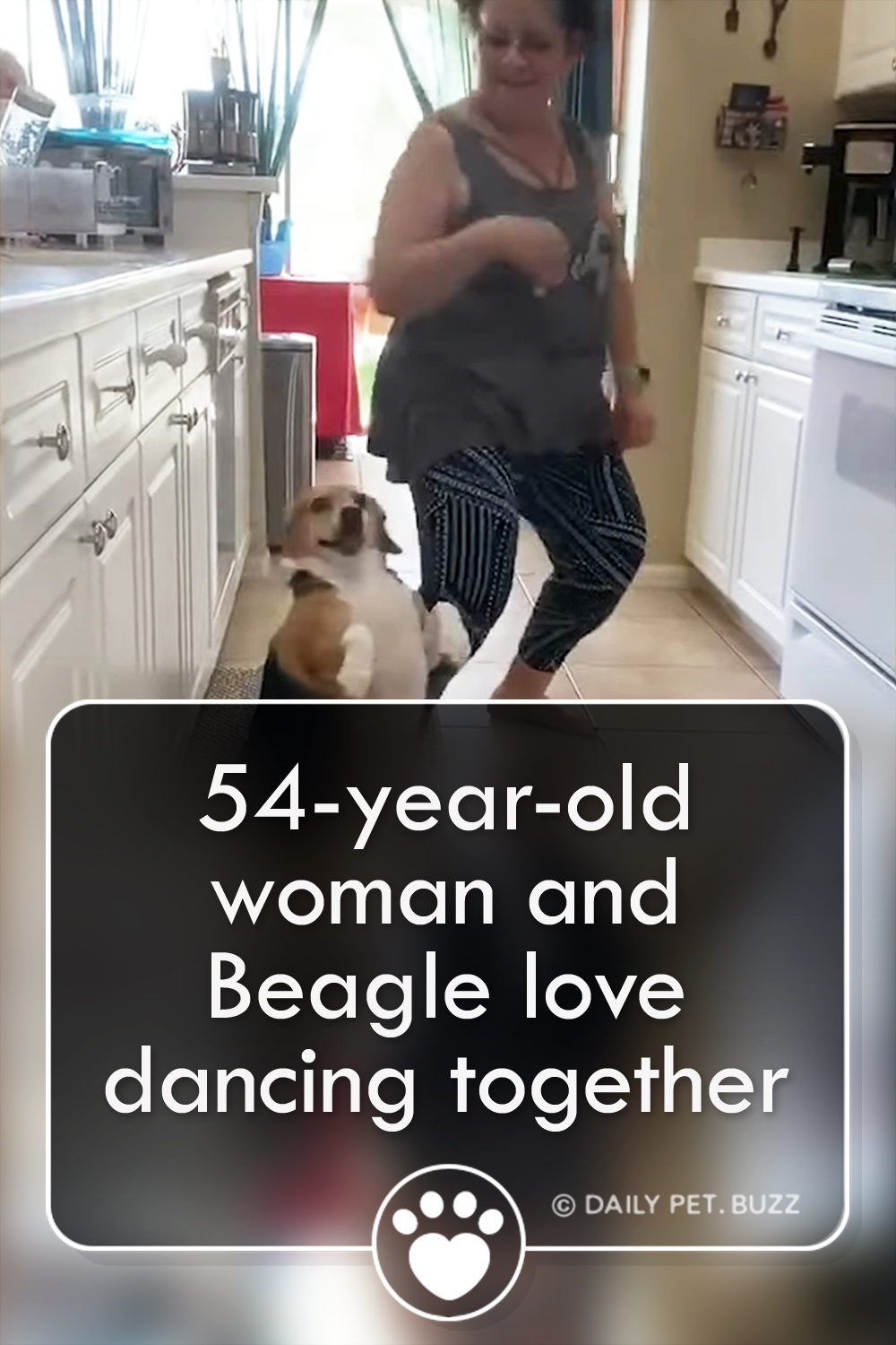 54-year-old woman and Beagle love dancing together
